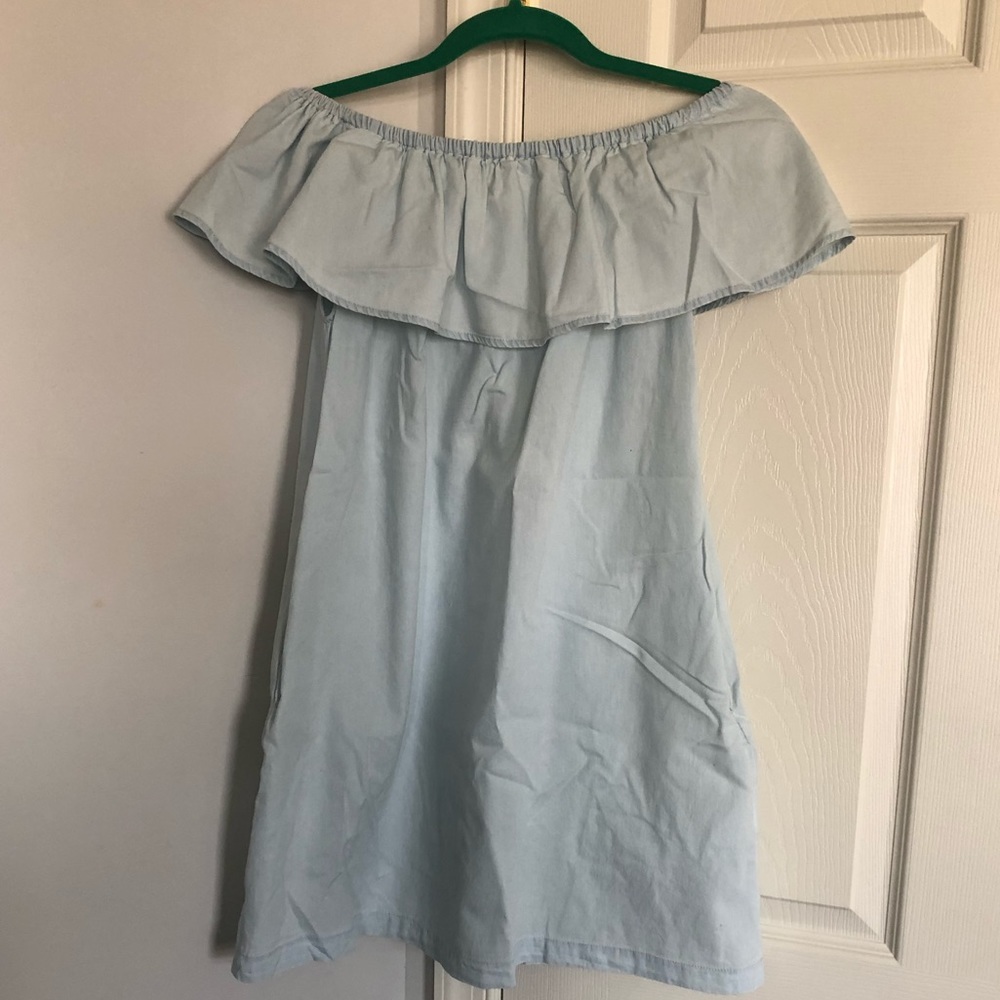 Light denim off shoulder dress